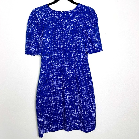 Banana Republic Puff Sleeve Blue/White Print Fit & Flare Dress - Picture 3 of 5